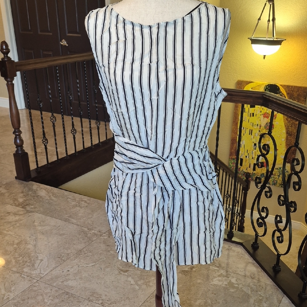 Zara Black and White Vertical Stripe Sleeveless Romper